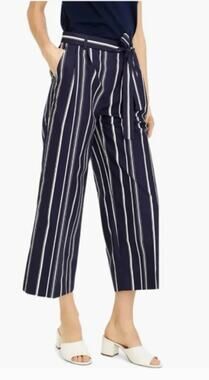 J. Crew Wide Leg Stripe Cotton Poplin Pants Size 8